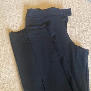 Black dress pants with faux leather trim going up side